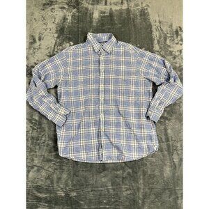 Cremeux Classics Mens XL Blue & White Plaid Button-Down Long Sleeve Shirt